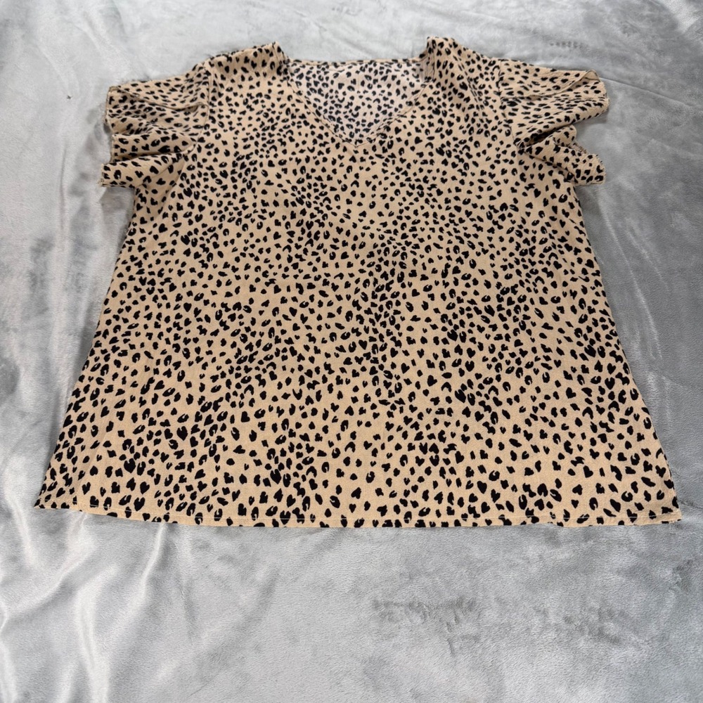 SHEIN Leopard Cheetah Print VNeck Flutter Sleeve Size Small Lightweight Blouse